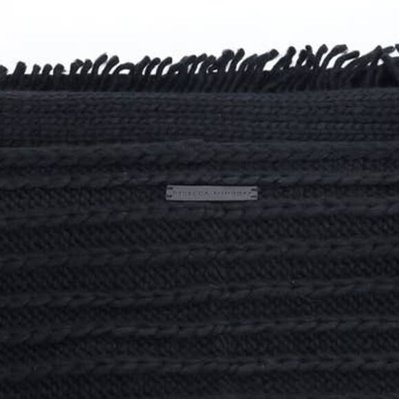 Rebecca Minkoff Black Knit Ribbed Infinity Fringe Scarf – NWT, Winter Accessory - Picture 3 of 4